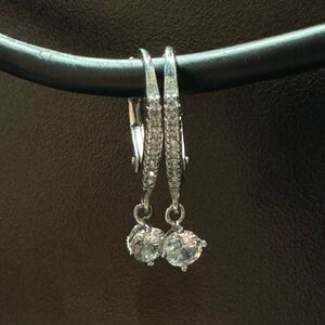 Dimond Silver Drop-Hoop Earrings